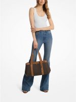 New Collection MICHAEL KORS ROMEE LARGE SIGNATURE LOGO AND LEATHER TOTE BAG