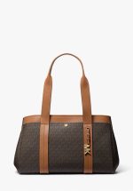 New Collection MICHAEL KORS ROMEE LARGE SIGNATURE LOGO AND LEATHER TOTE BAG