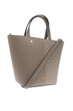 New collection MICHAEL KORS FLORA MEDIUM SIGNATURE LOGO AND PEBBLED LEATHER CROSSBODY BAG