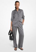 New collection MICHAEL KORS MK2000 LOGO PRINT SATIN SHIRT