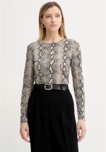 New collection MICHAEL KORS SNAKE CREWNECK LONG SLEEVE TOP