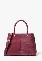 New collection MICHAEL KORS FLORA MEDIUM SIGNATURE LOGO AND LEATHER SATCHEL