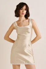 Clothes ANNA SAMOUKA DEMI DUCHESS PEARL SATIN MINI DRESS