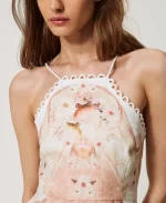 Sales TWINSET MIDI DRESS IN PRINTED LINEN