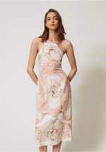 Sales TWINSET MIDI DRESS IN PRINTED LINEN