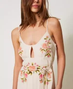 Sales TWINSET MIDI DRESS WITH FLORAL EMBROIDERY