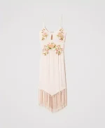 Sales TWINSET MIDI DRESS WITH FLORAL EMBROIDERY