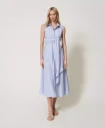 Sales TWINSET LONG STRIPED DRESS WITH BOW