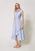 Sales TWINSET LONG STRIPED DRESS WITH BOW