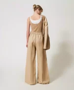 New collection TWINSET LINEN BLEND PALAZZO TROUSERS