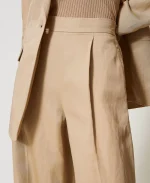 New collection TWINSET LINEN BLEND PALAZZO TROUSERS