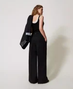 New collection TWINSET LINEN BLEND PALAZZO TROUSERS