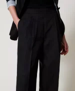 New collection TWINSET LINEN BLEND PALAZZO TROUSERS