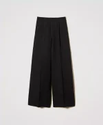 New collection TWINSET LINEN BLEND PALAZZO TROUSERS