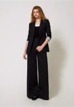 New collection TWINSET LINEN BLEND PALAZZO TROUSERS