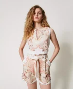 Sales TWINSET PRINTED LINEN SHORTS
