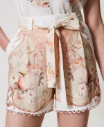 Sales TWINSET PRINTED LINEN SHORTS