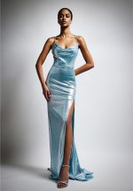 New Collection TWINS FANTASY LIGHT BLUE SHIMMER DRESS