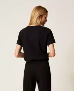 New collection TWINSET T-SHIRT WITH OVAL T FLOCK PRINT