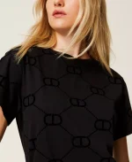 New collection TWINSET T-SHIRT WITH OVAL T FLOCK PRINT