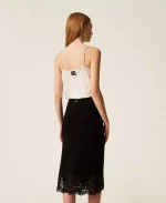 New Collection TWINSET KNIT MIDI SKIRT WITH LACE