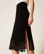 New Collection TWINSET KNIT MIDI SKIRT WITH LACE