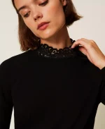 New Collection TWINSET TURTLENECK JUMPER WITH LACE