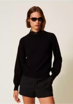 New Collection TWINSET TURTLENECK JUMPER WITH LACE