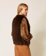 New collection TWINSET SLEEVELESS FAUX FUR COAT WITH BUTTONS