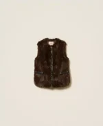 New collection TWINSET SLEEVELESS FAUX FUR COAT WITH BUTTONS