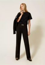 New Collection TWINSET FLARED TROUSERS WITH OVAL T BUCKLE