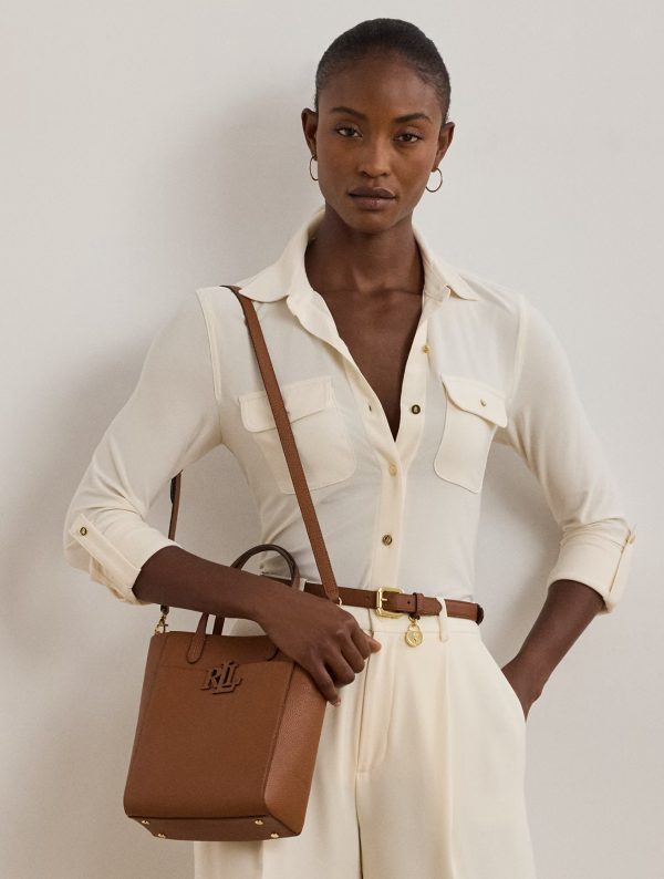 New Collection LAUREN RALPH LAUREN CAMERYN PEBBLED LEATHER SMALL TOTE BAG