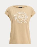 New collection LAUREN RALPH LAUREN EMBROIDERED LOGO COTTON JERSEY TEE