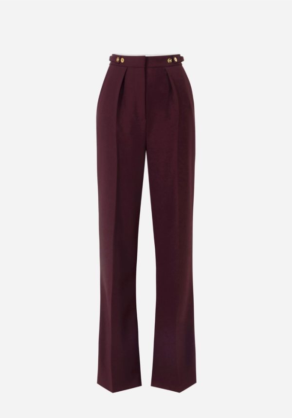 New collection ELISABETTA FRANCHI TROUSERS IN CRÊPE FABRIC WITH JEWEL ACCESSORY