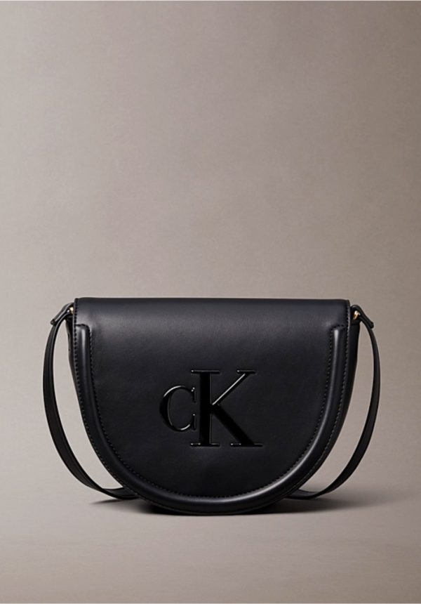 New Collection CALVIN KLEIN JEANS EMBOSSED MONOGRAM LOGO SADDLE BAG