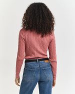 New collection GANT STRETCH COTTON CABLE KNIT V NECK SWEATER