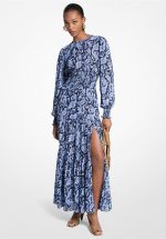 New collection MICHAEL KORS PAISLEY PRINT SMOCKED GEORGETTE MAXI DRESS