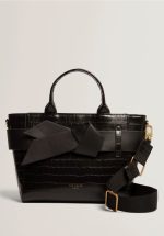 New Collection TED BAKER JJOSIA CROC EFFECT KNOT BOW CROSSBODY BAG