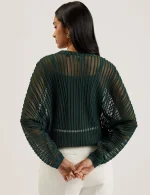 New collection TED BAKER NELLAY SHEER TEXTURED STRIPE BARREL SLEEVE JUMPER