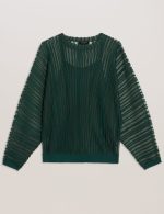 New collection TED BAKER NELLAY SHEER TEXTURED STRIPE BARREL SLEEVE JUMPER