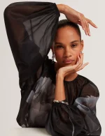 New collection TED BAKER PLAAZA FLORAL GRAPHIC LONG SLEECE ORGANZA BLOUSE