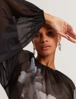 New collection TED BAKER PLAAZA FLORAL GRAPHIC LONG SLEECE ORGANZA BLOUSE