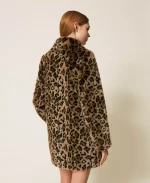 New Collection TWINSET ANIMAL PRINT FAUX FUR COAT