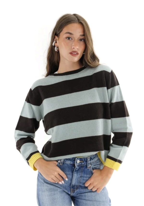 New Collection VICOLO CASHMERE BLEND STRIPED BOX SWEATER