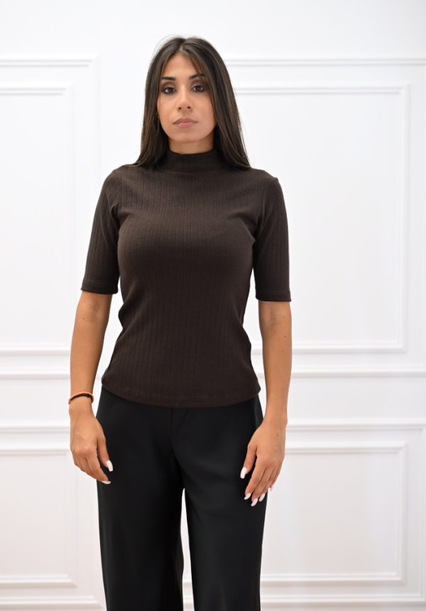 New Collection C KONTOVA RIB KNIT BROWN TOP