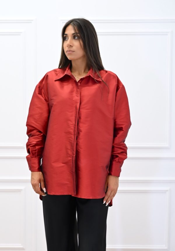 New Collection C KONTOVA RED TAFFETA SHIRT