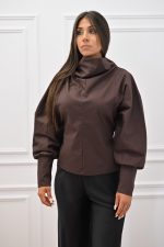 New collection C KONTOVA BROWN POPLIN VOLUMINOUS TOP