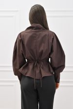 New collection C KONTOVA BROWN POPLIN VOLUMINOUS TOP
