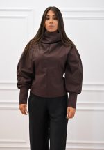 New collection C KONTOVA BROWN POPLIN VOLUMINOUS TOP