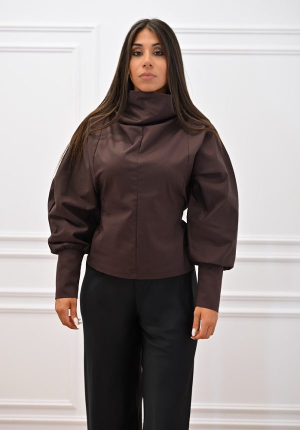 New collection C KONTOVA BROWN POPLIN VOLUMINOUS TOP